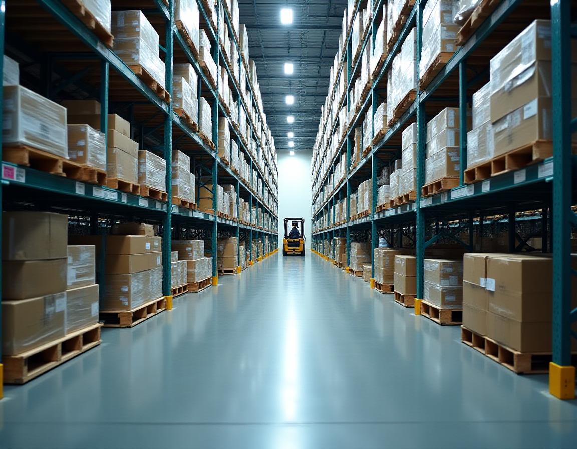 Advanced logistics warehouse with racking systems